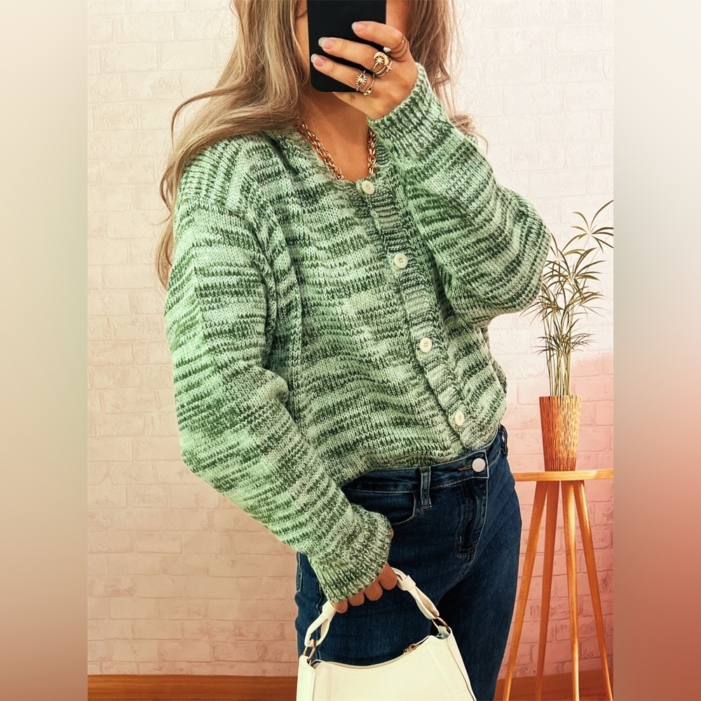 Multi-Colored Knit Button-Down Cardigan - Picture 6 of 12